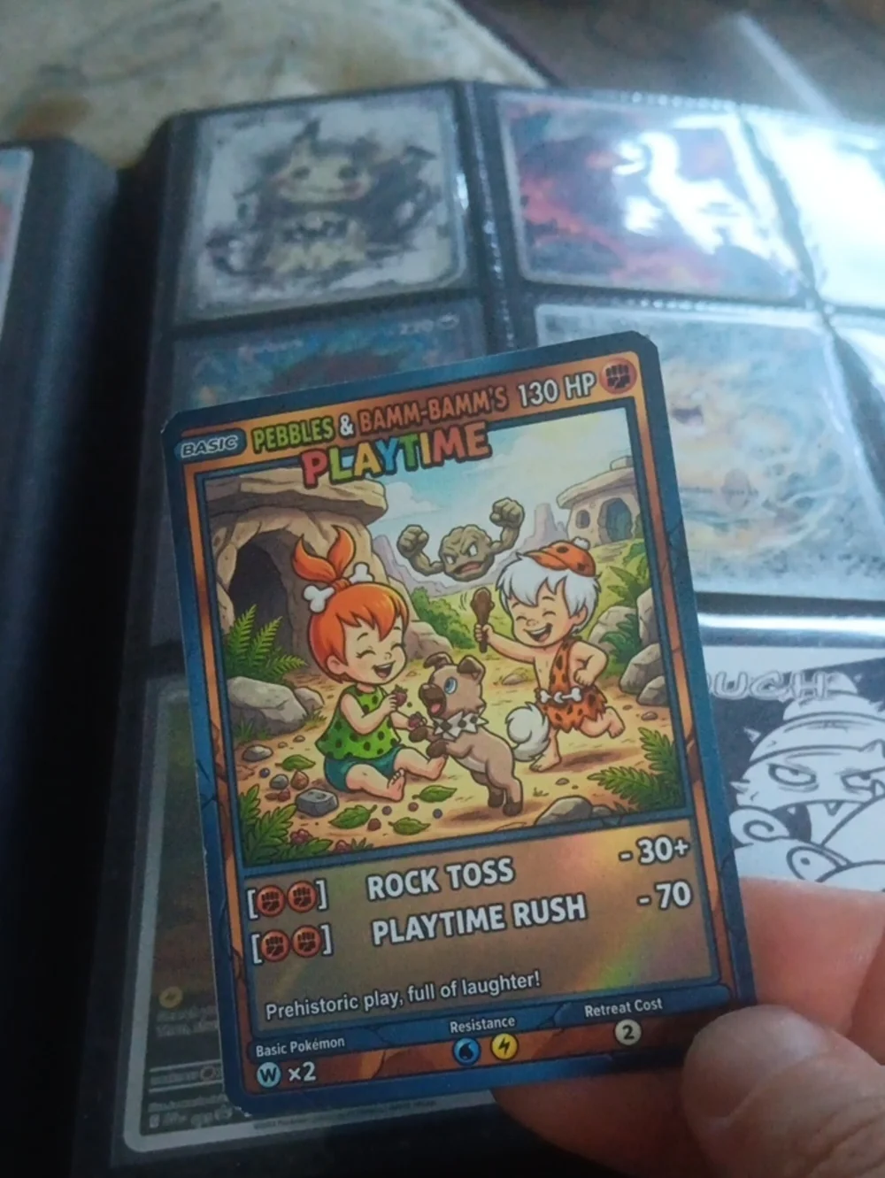 Pebbles & Bamm-Bamm Playtime Pokémon Card - Orange/Brown